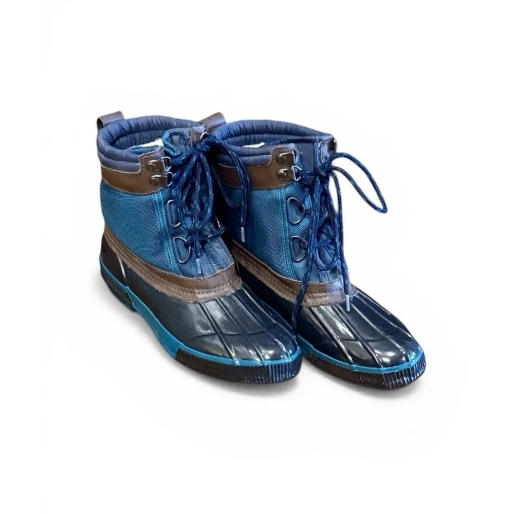 SPORT TREDS Green Blue Snow Lace Up Duck Boots Women's Size 7 Thermolite